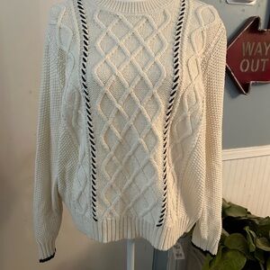 La Ligne x Target Cream and Black Cable Knit Sweater